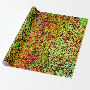 Blurred green and brown small squares or tile wrapping paper