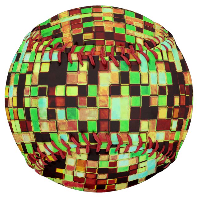 Blurred green and orange small squares or tile softball (Front)