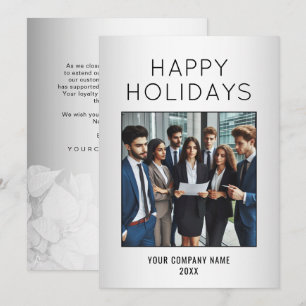Blurred Grey Background Corporate Business Logo Holiday Card