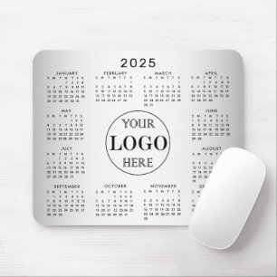 Blurred Grey Background Custom Logo 2025 Calendar Mouse Mat