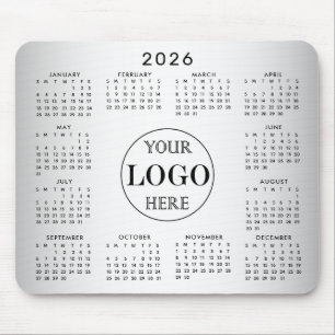 Blurred Grey Background Custom Logo 2026 Calendar Mouse Mat