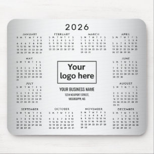 Blurred Grey Background Custom Logo 2026 Calendar Mouse Mat