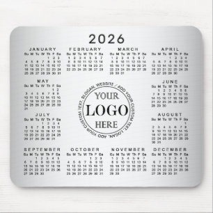 Blurred Grey Background Custom Logo 2026 Calendar Mouse Mat