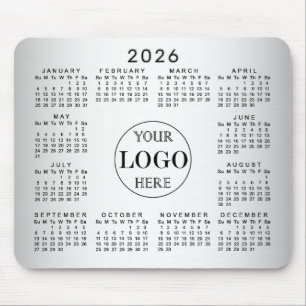 Blurred Grey Background Custom Logo 2026 Calendar Mouse Mat