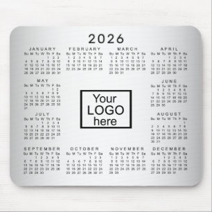 Blurred Grey Background Custom Logo 2026 Calendar Mouse Mat