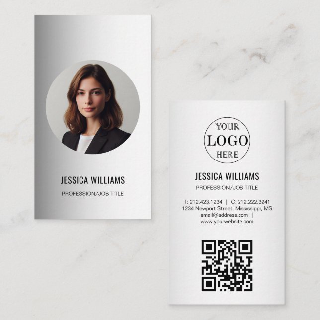 Blurred Grey Background Custom Logo Business Card (Front/Back)