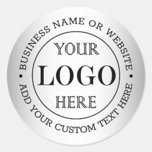 Blurred Grey Background Custom Logo Business Classic Round Sticker