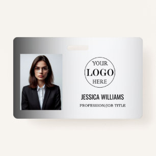 Blurred Grey Background Custom Logo Business ID Badge