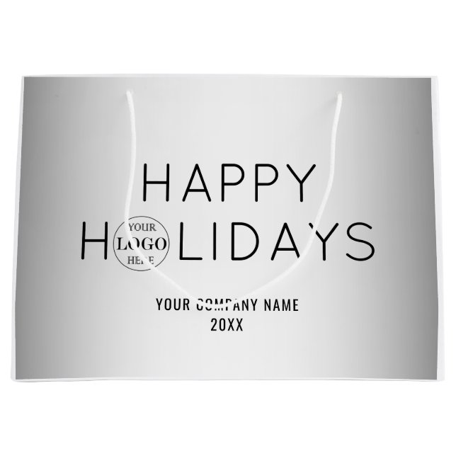 Blurred Grey Background Custom Logo Business Large Gift Bag (Front)