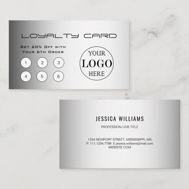 Blurred Grey Background Custom Logo Business Loyalty Card (Front/Back)