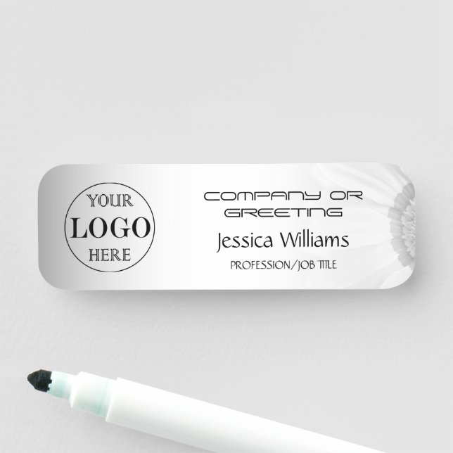 Blurred Grey Background Custom Logo Business Name Tag (In Situ)
