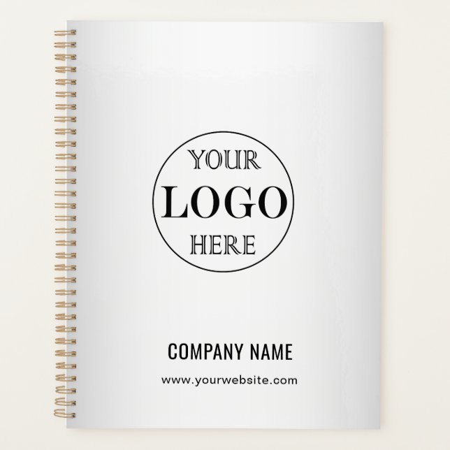 Blurred Grey Background Custom Logo Business Planner (Front)