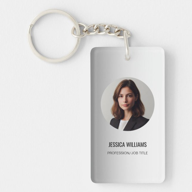 Blurred Grey Background Custom Logo  Key Ring (Front)