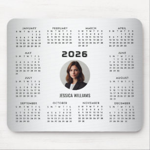Blurred Grey Background Custom Photo 2026 Calendar Mouse Mat