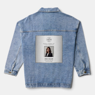 Blurred Grey Background Employee of the Month Logo Denim Jacket