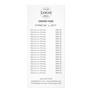 Blurred Grey Background Logo Business Price list Rack Card