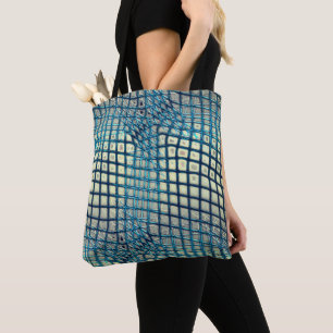 Blurred grey cyan similar to tangle of fishing net tote bag