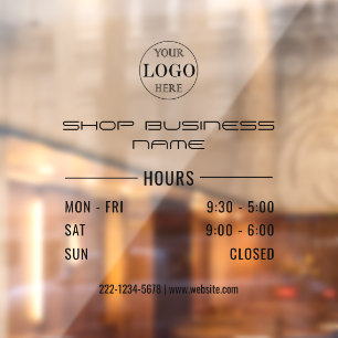 Blurred Grey  Opening Hours  Logo Business  Window Cling