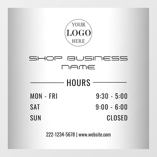 Blurred Grey  Opening Hours  Logo Business  Window Cling (Sheet)
