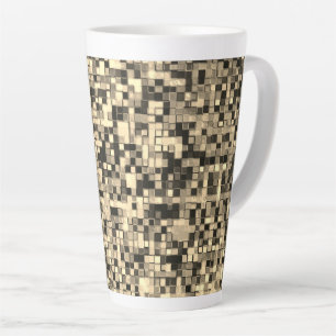 Blurred small squares or tiles, beige or khaki latte mug