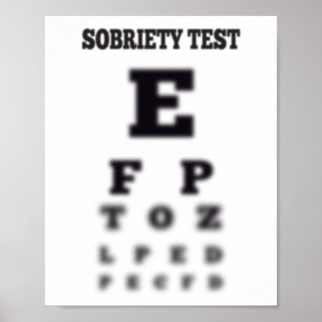 Blurred Sobriety Sober Test Eye Chart (Front)