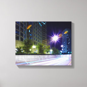 Blurred Traffic at Night Canvas Print