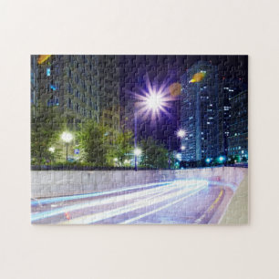 Blurred Traffic at Night Jigsaw Puzzle