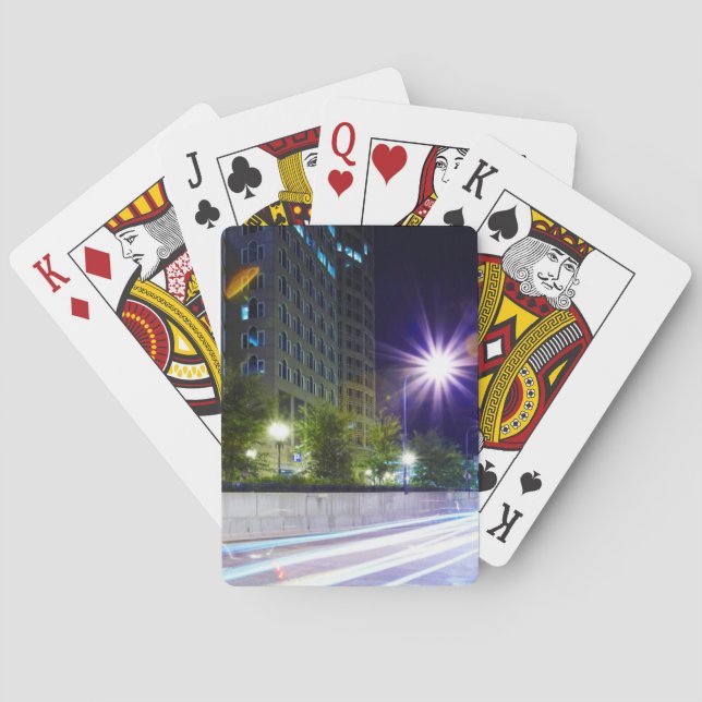 Blurred Traffic at Night Playing Cards (Back)