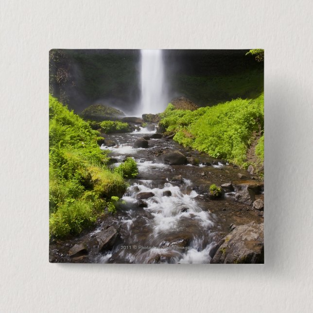 Blurred Waterfall and River 15 Cm Square Badge (Front)