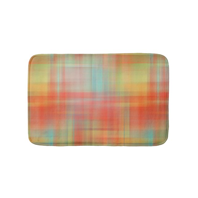 Blurry Plaid Colourful Custom Small Bath Mat (Front)