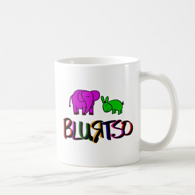 blurtso logo green and pink coffee mug (Right)