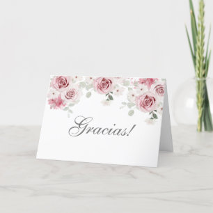 Blusa Pink Floral Quinceañera Thank You Card