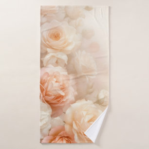 Blush 3 D Watercolor Roses Bath Towel