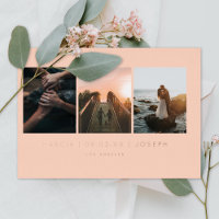 Blush 3 Photo Save the Date Foil Invitation