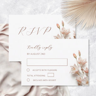Blush 3D Boho Flowers Wedding RSVP Card