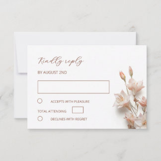 Blush 3D Boho FlowersWedding RSVP Card
