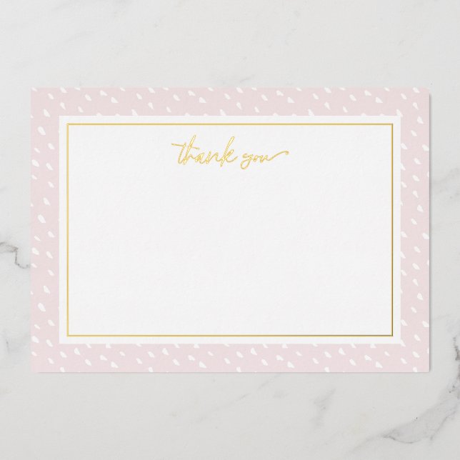 Blush Abstract Dots Thank You Foil Note Card (Front)