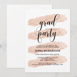 Blush Abstract Stripes   Graduation Party Invitation