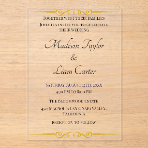 Blush Acrylic Wedding Invitation Simple