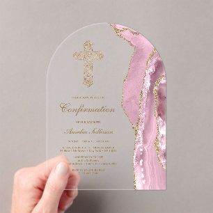 Blush Agate Confirmation Acrylic Invitations