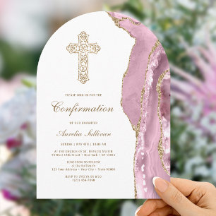 Blush Agate Confirmation Invitation
