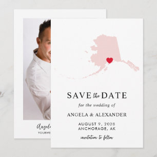 Blush Alaska Wedding Map Save The Date