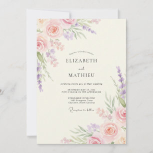 Blush Amethyst Petal Wedding Invitation