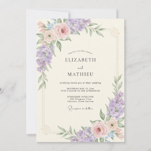 Blush Amethyst Wisteria Wedding Invitation
