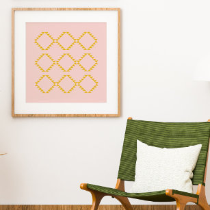 Blush and Amber Yellow Geometric Pattern Art Poster