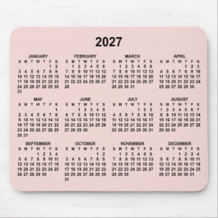 Blush and Black 2027 Calendar Mouse Mat
