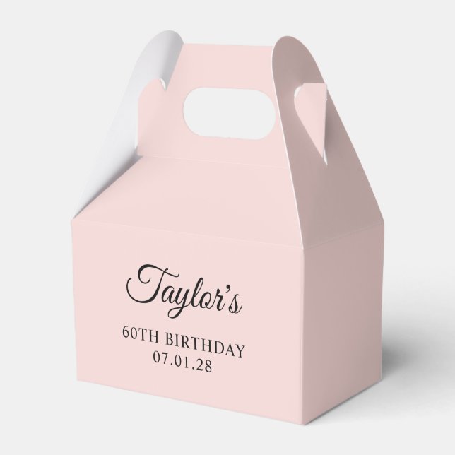 Blush and Black Elegant Script 60th Birthday Favour Box (Front Side)