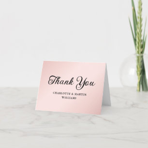 Blush and Black Minimalist Modern Wedding Thank You Card