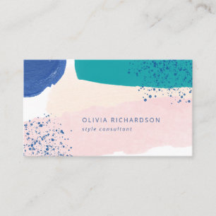 Blush and Blue   Abstract Watercolor Business Card