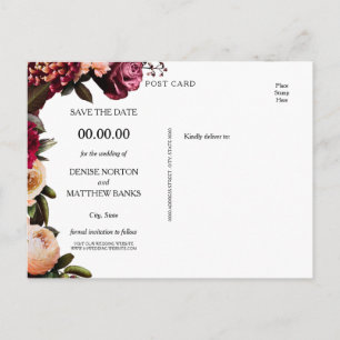 Blush and Burgundy Announcement Postcard